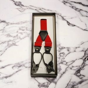MEN'S FERRECCI SOLID RED BUTTON END SUSPENDERS.